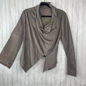Blank NYC  taupe leather style wrap jacket small
